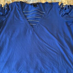 Blue Top with silver diamonds